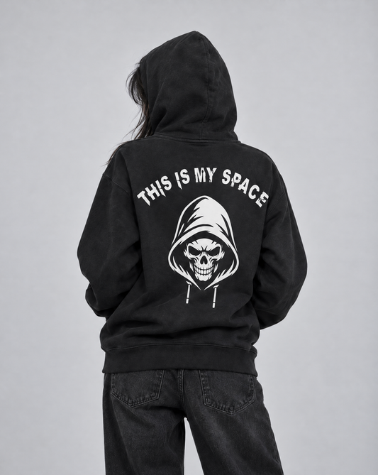 THIS IS MY SPACE HOODIE- BLACK/WHITE