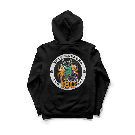 SPIT HAPPENS LLAMA HOODIE - BLACK/MULTI