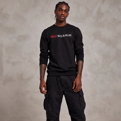 180WEARUK BLACK SWEATER - WHITE/RED