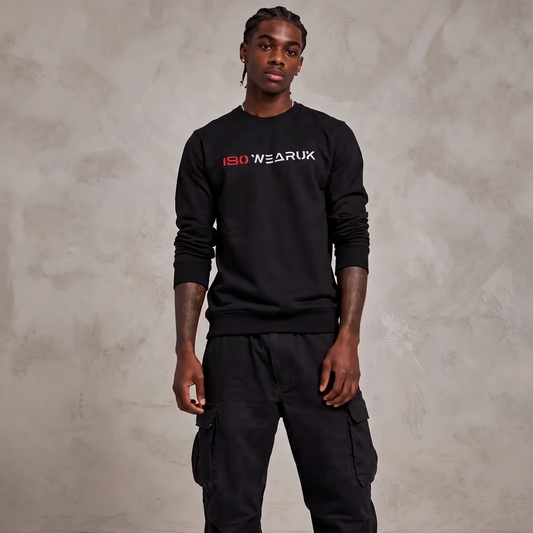 180WEARUK BLACK SWEATER - WHITE/RED