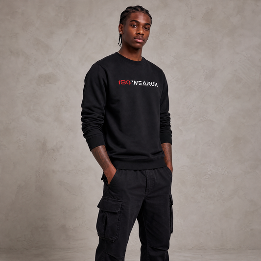 180WEARUK BLACK SWEATER - WHITE/RED