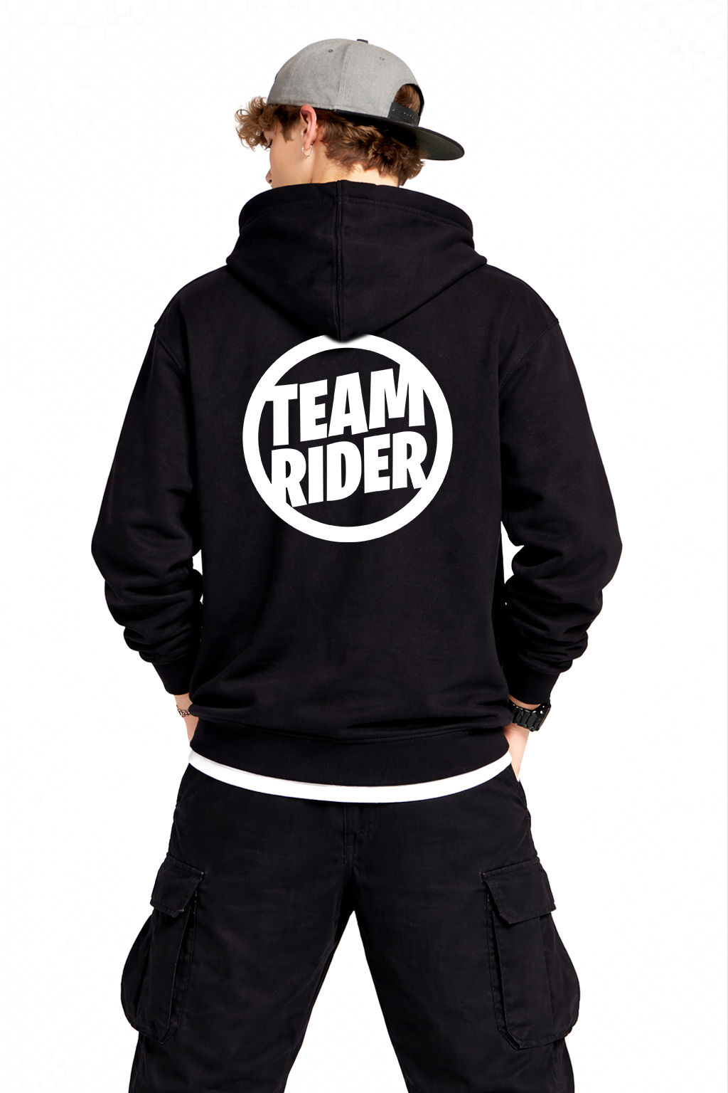 TEAM RIDER HOODIE-BLACK/WHITE