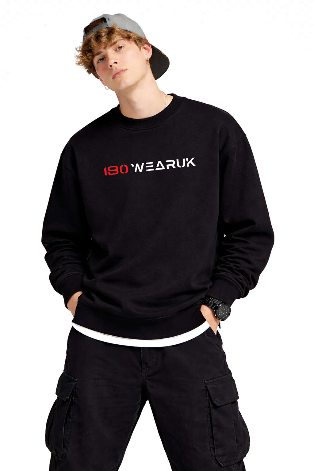 180WEARUK BLACK SWEATER - WHITE/RED