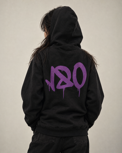180 DRIP HOODIE - WHITE/PURPLE