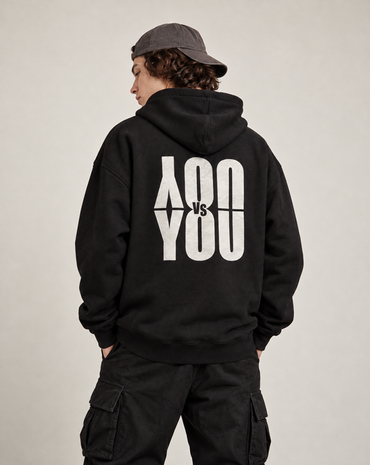 YOU VS YOU BLACK HOODIE - BLACK/WHITE